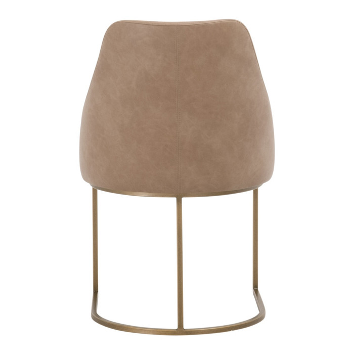 Essentials For Living Parissa Dining Chair in Ivanhoe Toast, Brushed Gold (Set of 2)