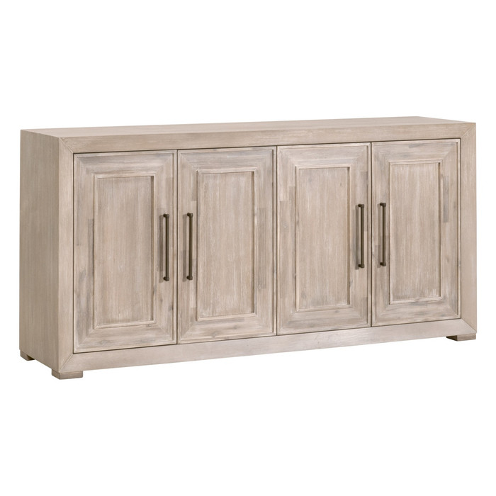 Essentials For Living Hunter Media Sideboard in Natural Gray Acacia, Antique Bronze
