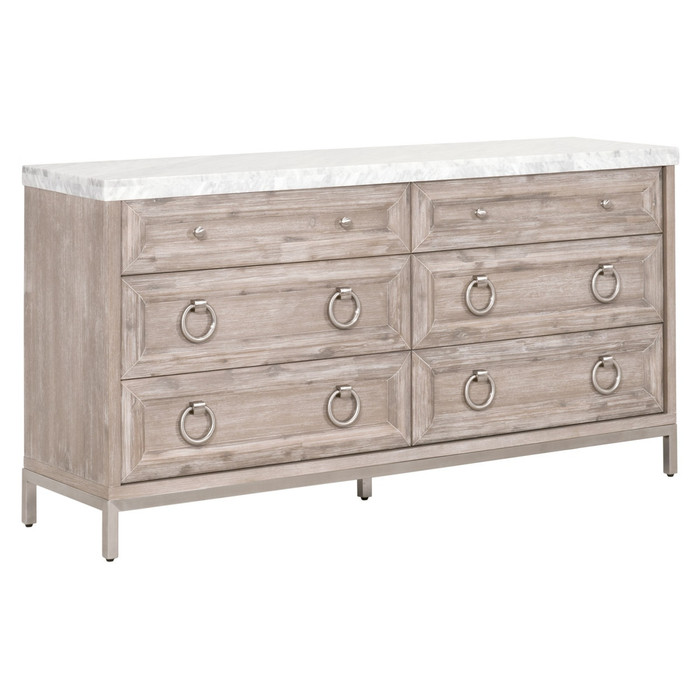 Essentials For Living - Azure Carrera 6-Drawer Double Dresser in Natural Gray Acacia