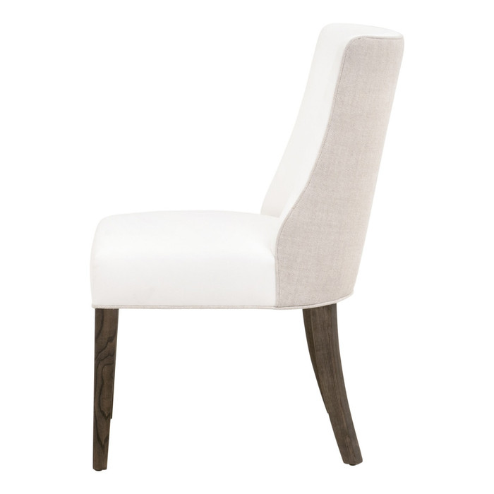 Essentials For Living Duet Dining Chair in LiveSmart Peyton Pearl, Performance Bisque French Linen, Burnt Brown Ash (Set of 2)