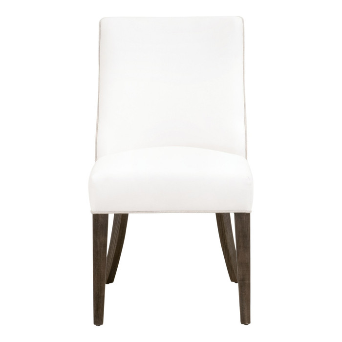 Essentials For Living Duet Dining Chair in LiveSmart Peyton Pearl, Performance Bisque French Linen, Burnt Brown Ash (Set of 2)