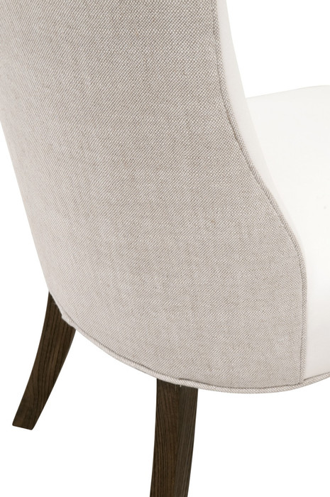 Essentials For Living Duet Dining Chair in LiveSmart Peyton Pearl, Performance Bisque French Linen, Burnt Brown Ash (Set of 2)