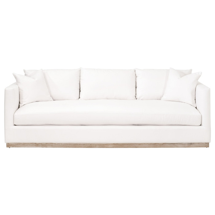 Essentials For Living - Siena 96' Plinth Base Sofa in LiveSmart Machale Ivory, Natural Gray Oak