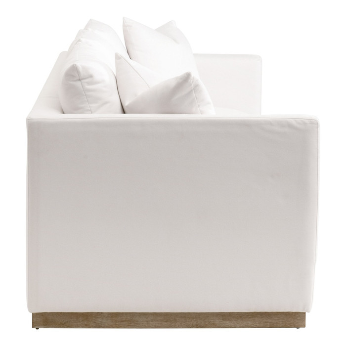 Essentials For Living - Siena 96' Plinth Base Sofa in LiveSmart Machale Ivory, Natural Gray Oak