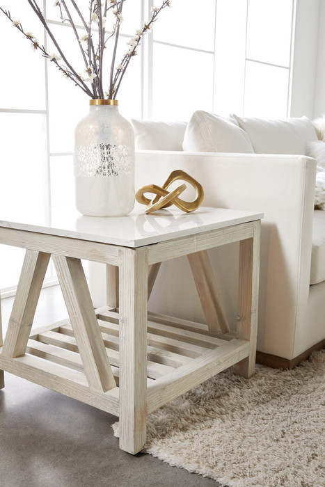 Essentials For Living - Siena 96' Plinth Base Sofa in LiveSmart Machale Ivory, Natural Gray Oak