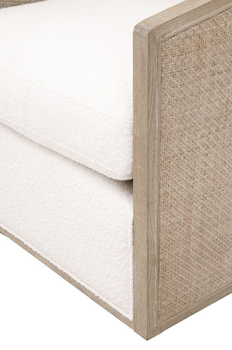 Essentials For Living - McGuire Swivel Club Chair in LiveSmart Boucle Snow, Natural Gray Oak & Cane