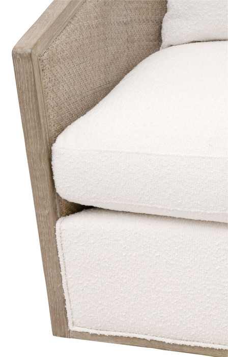 Essentials For Living - McGuire Swivel Club Chair in LiveSmart Boucle Snow, Natural Gray Oak & Cane