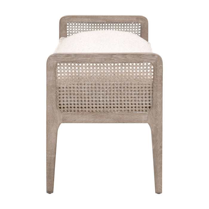 Essentials For Living - Leone Bench in LiveSmart Gellar Linen, Natural Gray Oak, Cane