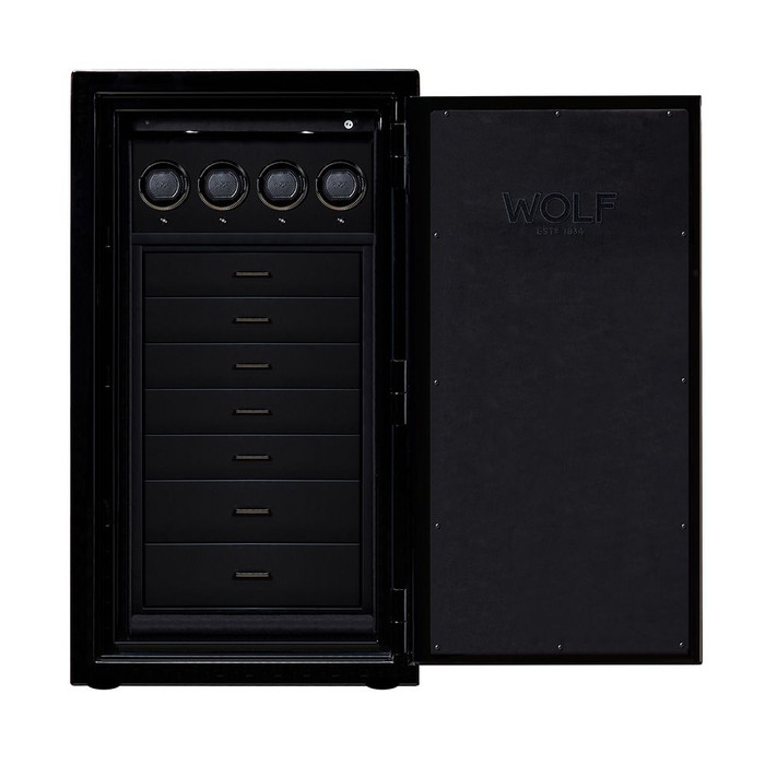 WOLF Atlas 4 Piece Winder Safe in Onyx & Gunmetal
