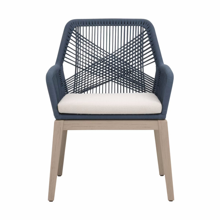 Essentials For Living - Loom Outdoor Arm Chair in Steel Blue Flat Rope