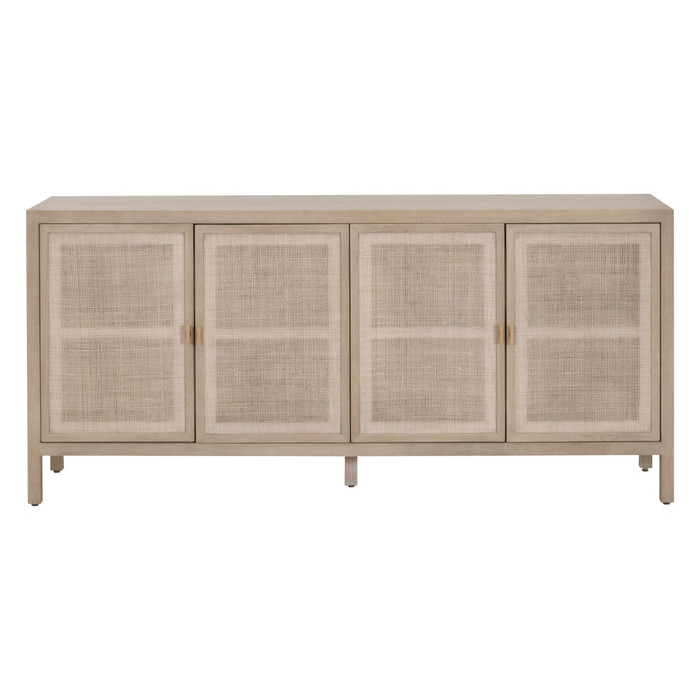 Essentials for Living Carina Media Sideboard in Smoke Gray Oak, Smoke Gray Cane