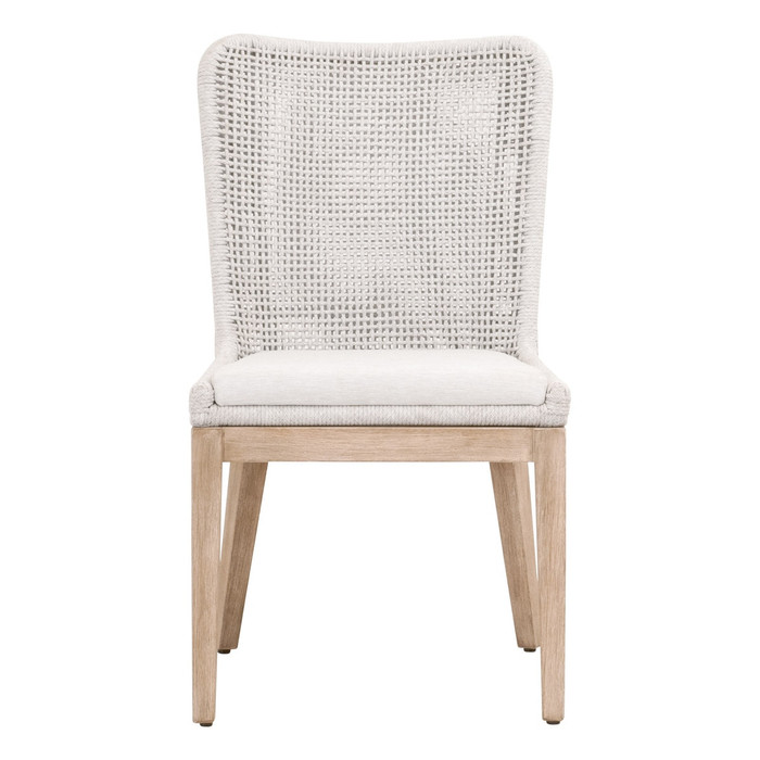 Essentials For Living Mesh Dining Chair in White Speckle Flat Rope, Performance White Speckle, Natural Gray Mahogany (Set of 2)