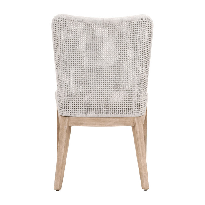 Essentials For Living Mesh Dining Chair in White Speckle Flat Rope, Performance White Speckle, Natural Gray Mahogany (Set of 2)