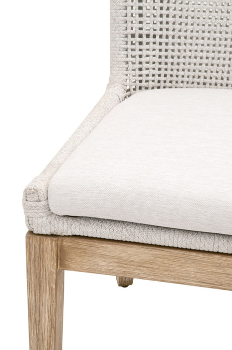 Essentials For Living Mesh Dining Chair in White Speckle Flat Rope, Performance White Speckle, Natural Gray Mahogany (Set of 2)