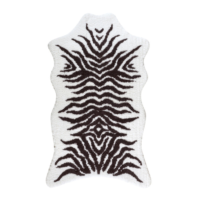 Graccioza Mountain Zebra Bath Rug in White/Grey