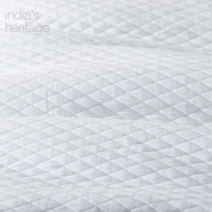 Ellora Casa by India's Heritage Diamond Coverlet in White