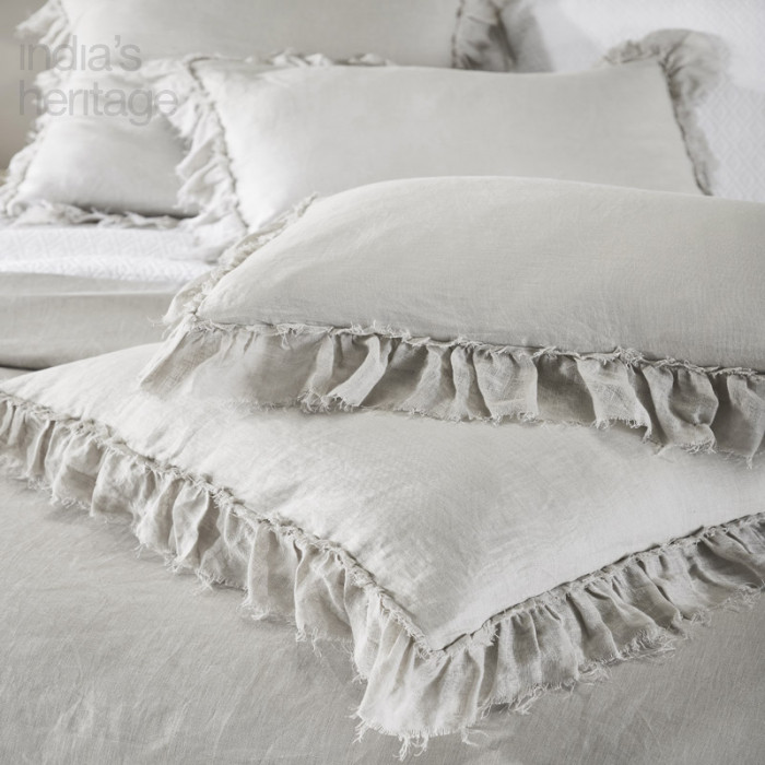 Ellora Casa by India's Heritage Belgian Duvet Cover in Grey