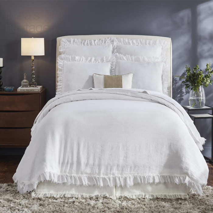 Ellora Casa by India's Heritage Belgian Duvet Cover in White