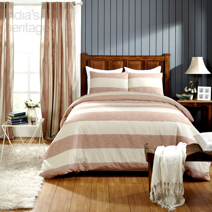 Ellora Casa by India's Heritage Hampton Duvet Cover in Coral