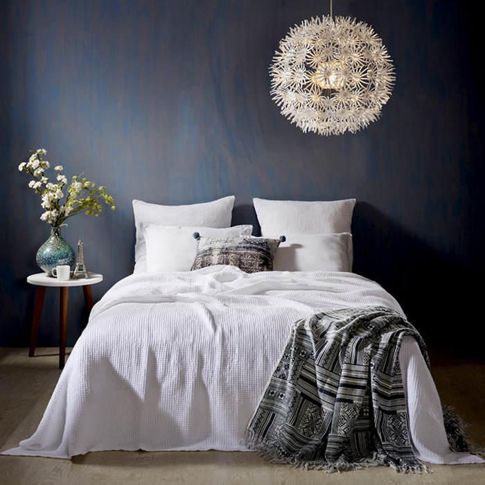 Ellora Casa by India's Heritage Vienna Waffle Matelasse Coverlet in White