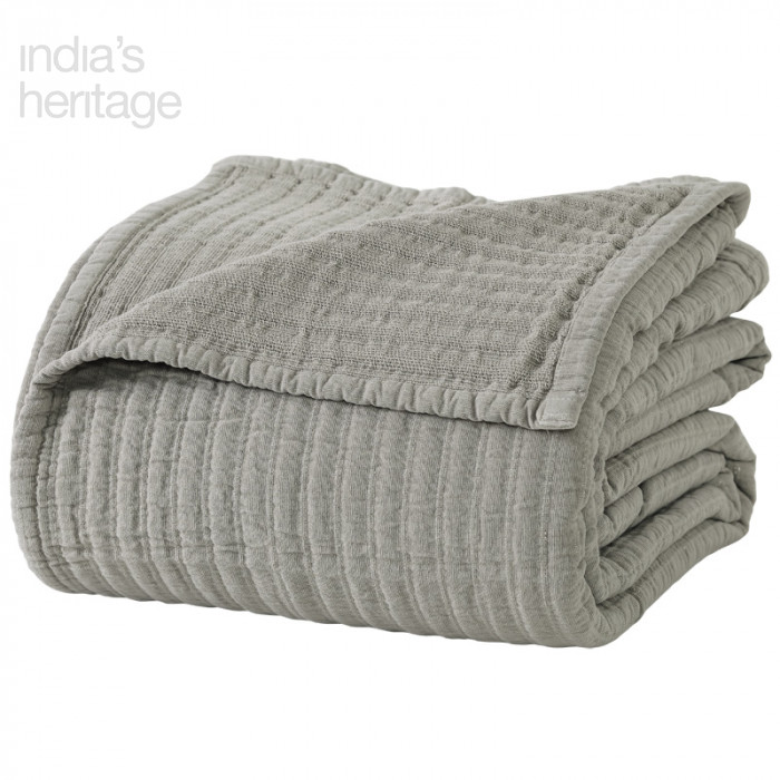 Ellora Casa by India's Heritage Serena Matelasse Coverlet in Light Grey