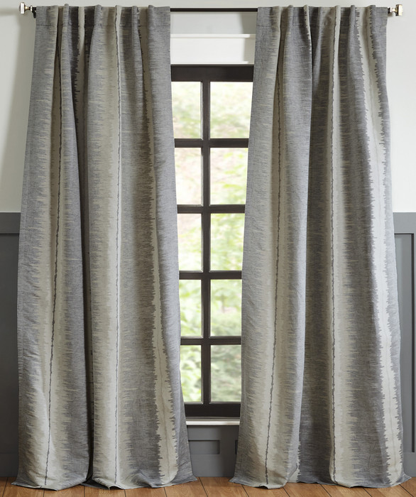 New York Cotton Linen Striped Curtain in Grey by Ellora Casa by India's Heritage