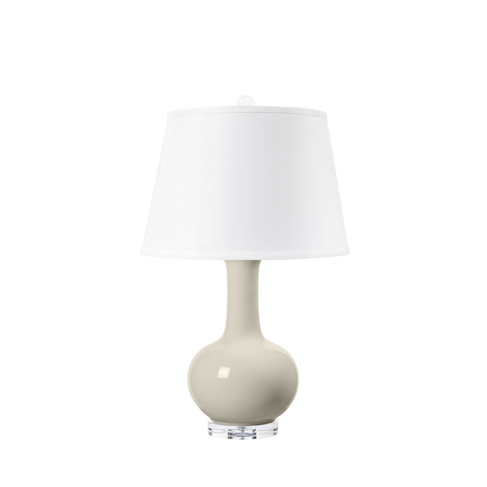 Villa & House - Somerset Lamp with Shade 16-inch White Linen, with Nickel, Alpine Gleam