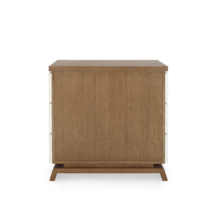 Tristan 3-Drawer Side Table, Sand White, Sesame Finish Oak Veneer