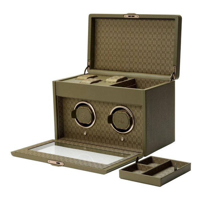 WOLF Earth Double Watch Winder in Olive