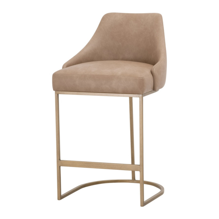 Essentials For Living Parissa Counter Stool in Ivanhoe Toast, Brushed Gold (Set of 2)