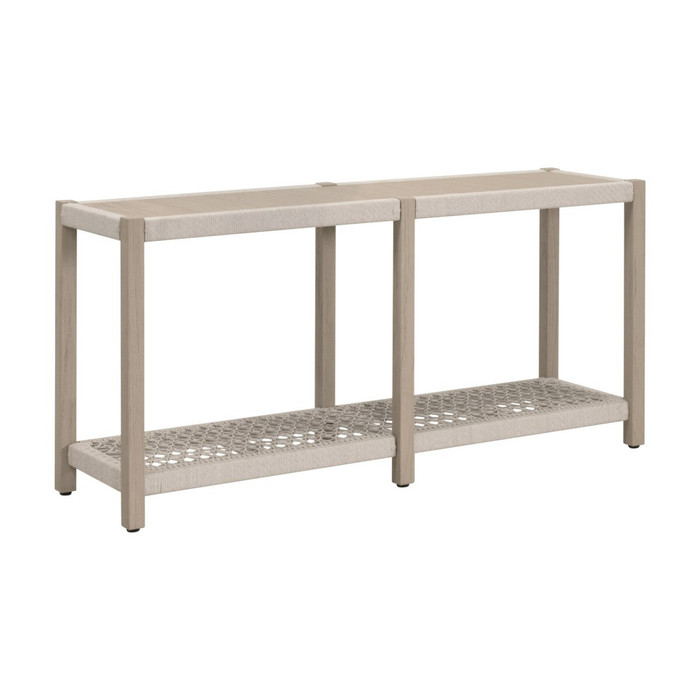 Essentials For Living - Wrap Outdoor Console Table in Oat Flat Rope, Washed Ever Teak