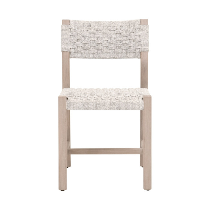 Essentials For Living Kitts Indoor or Outdoor Dining Chair in White Speckle Twist Rope, Washed Ever Teak (Set of 2)