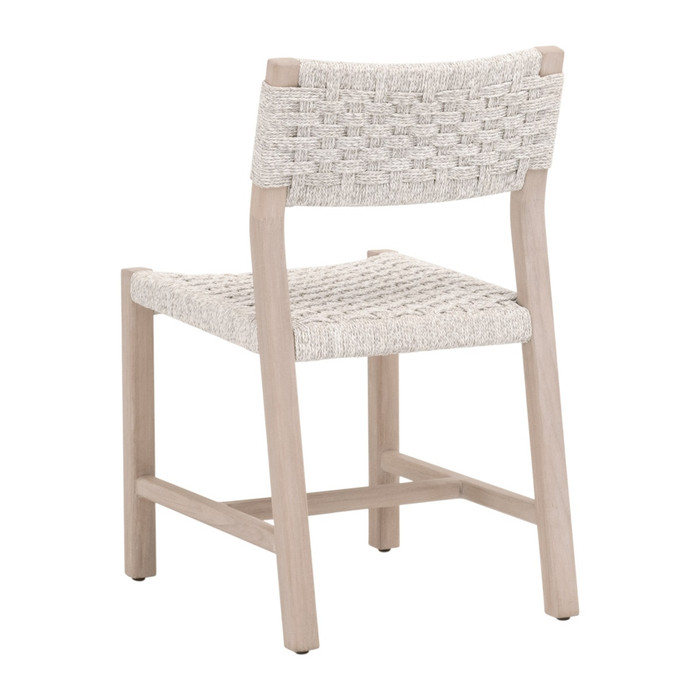 Essentials For Living Kitts Indoor or Outdoor Dining Chair in White Speckle Twist Rope, Washed Ever Teak (Set of 2)