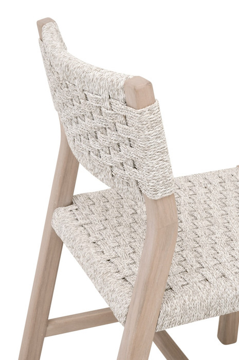 Essentials For Living Kitts Indoor or Outdoor Dining Chair in White Speckle Twist Rope, Washed Ever Teak (Set of 2)