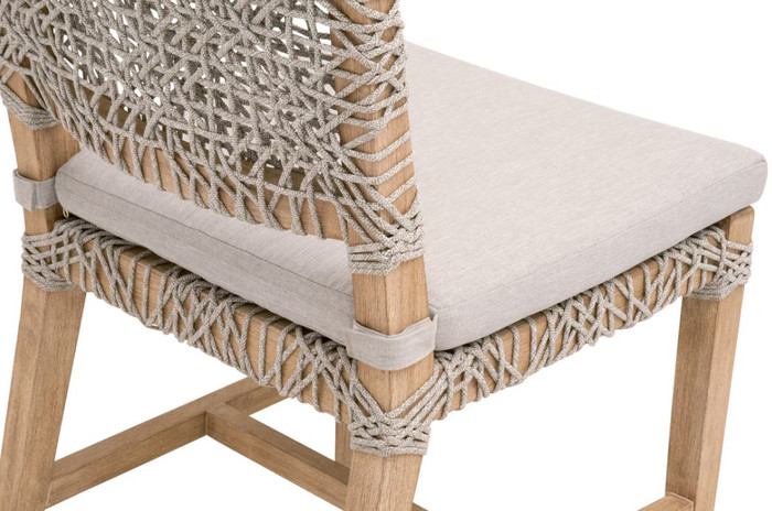 Essentials For Living Costa Dining Chair in Taupe & White Flat Rope, Performance Pumice, Natural Gray Mahogany (Set of 2)
