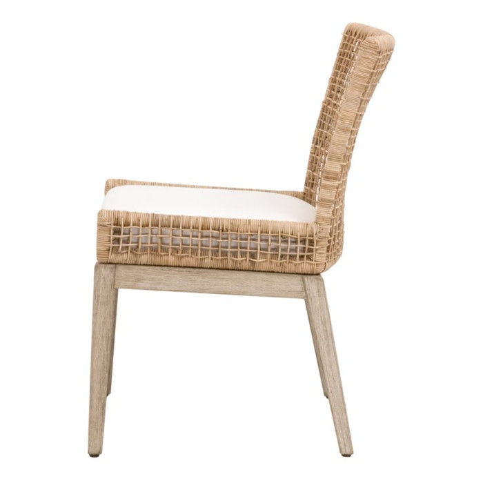 Essentials For Living Seaside Dining Chair in Natural Rattan, LiveSmart Peyton Pearl, Natural Gray Mahogany (Set of 2)