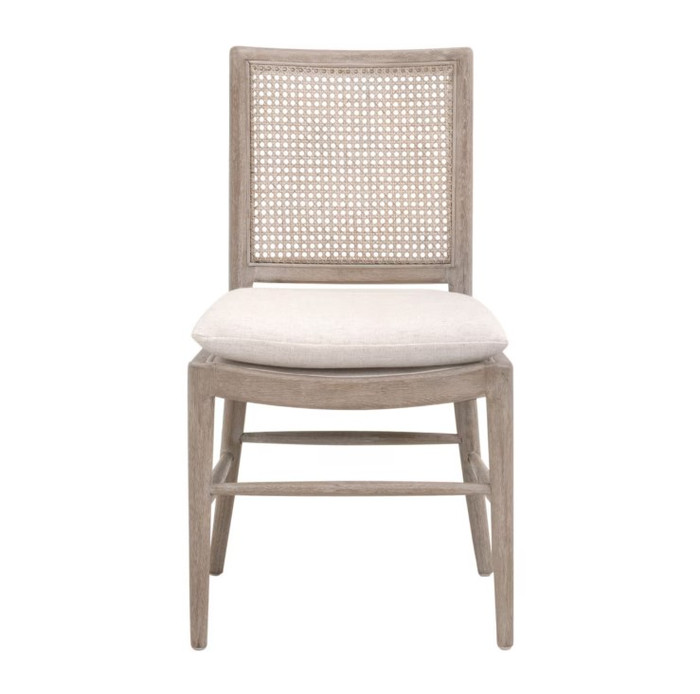 Essentials For Living Blume Dining Chair in Performance Textured Cream Linen, Natural Gray Oak, Cane (Set of 2)