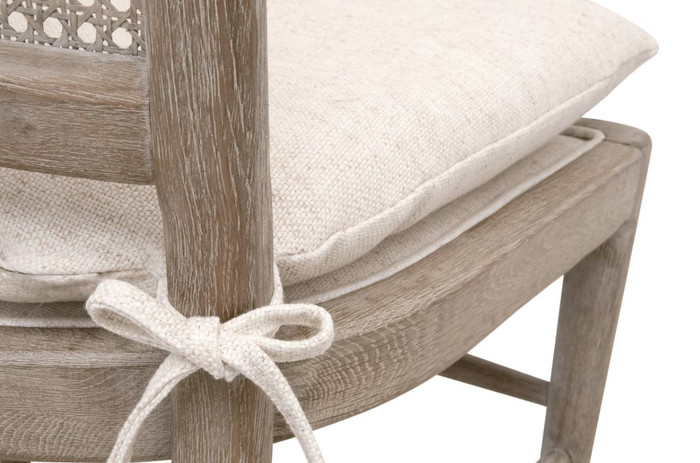 Essentials For Living Blume Dining Chair in Performance Textured Cream Linen, Natural Gray Oak, Cane (Set of 2)