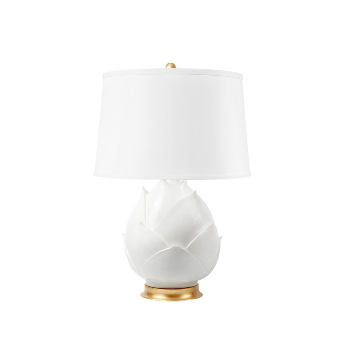 Villa & House - Budding Lamp with 17" White Linen Shade - Blanc de Chine