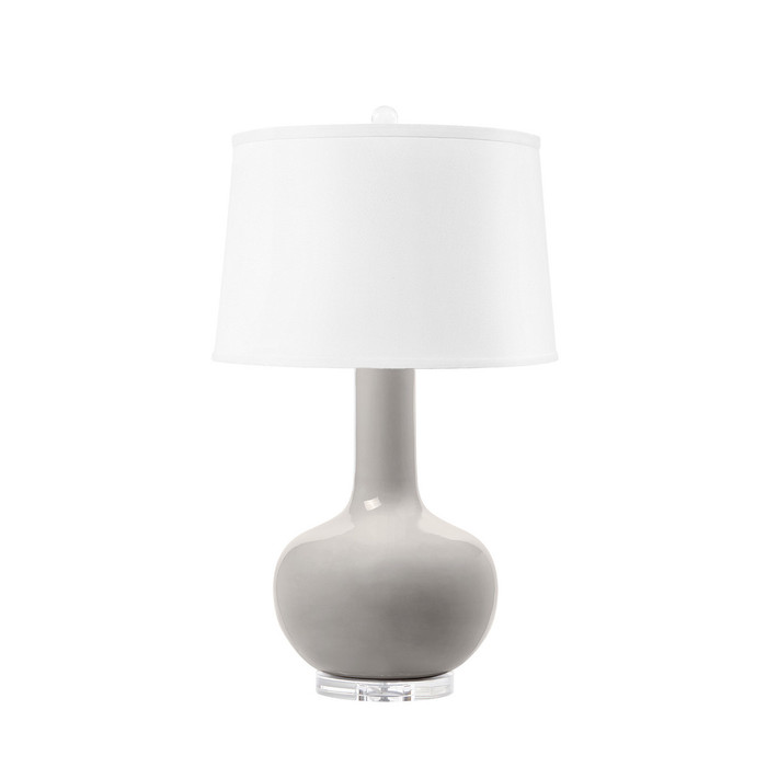 Villa & House – Pablo Lamp with Shade, 17-inch White Linen, Nickel & Steel Mist