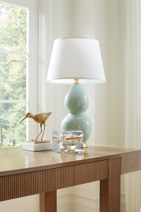 Villa & House - Shandy Lamp with 16" White Linen Shade - Pale Celadon