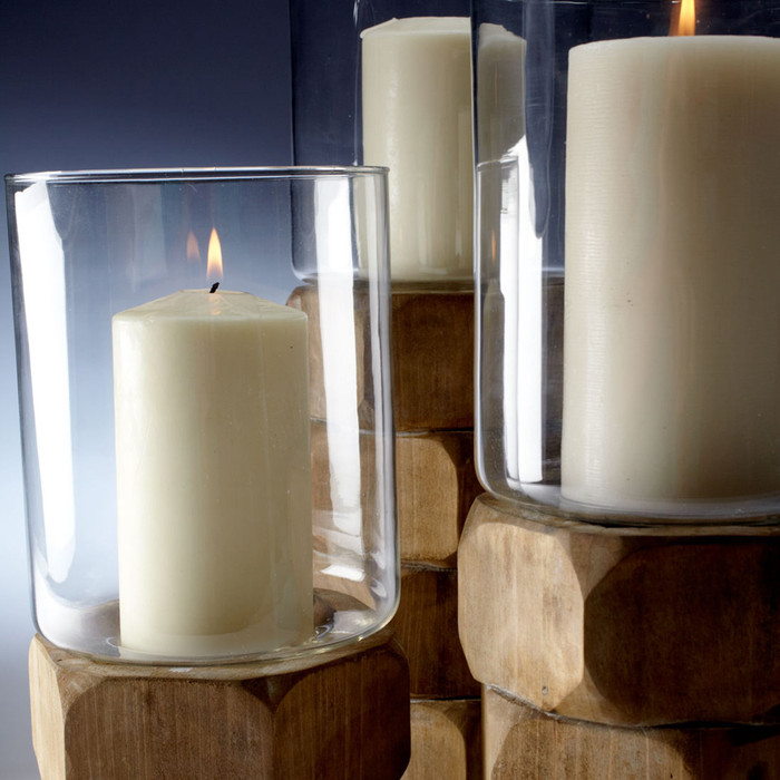 Medium Hex Nut Candleholder in Natural Wood by Cyan Design