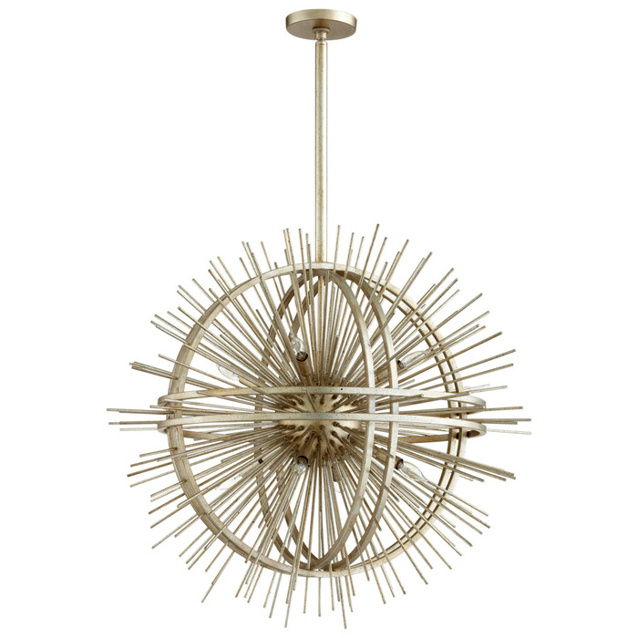 Saturn Burst Pendant 8-Light in Silver Leaf by Cyan Design