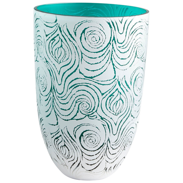 Large Destin Vase in White And Green by Cyan Design