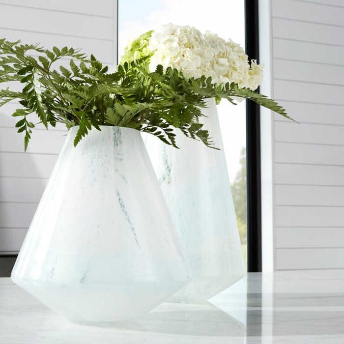 Small Backdrift Vase in Sky Blue And White by Cyan Design