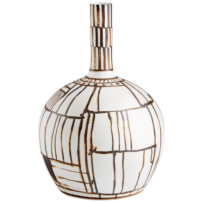 Medium Risse Vase in Ebony And White by Cyan Design