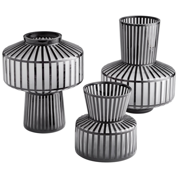 Small Lined Up Vase in Black by Cyan Design