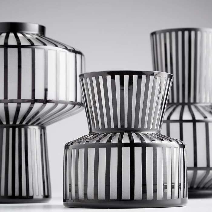 Small Lined Up Vase in Black by Cyan Design