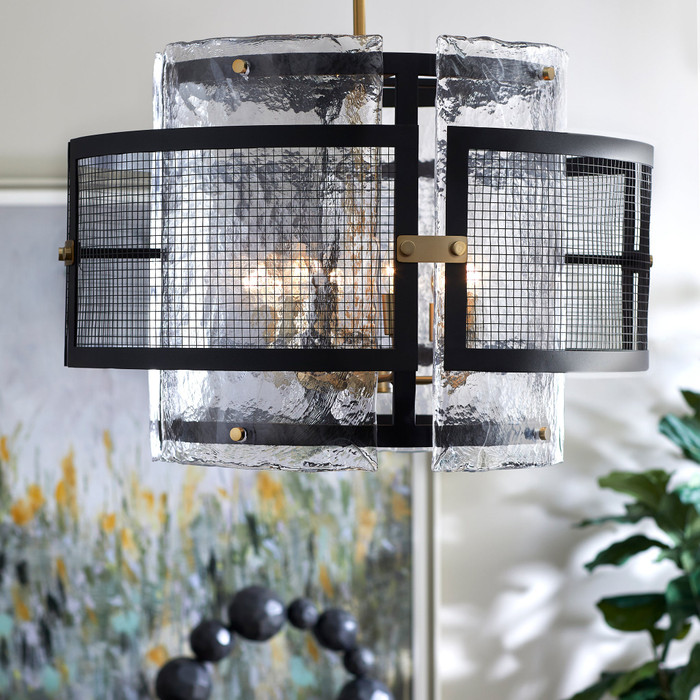 Large Panorama Chandelier in Noir & Aged Brass by Cyan Design