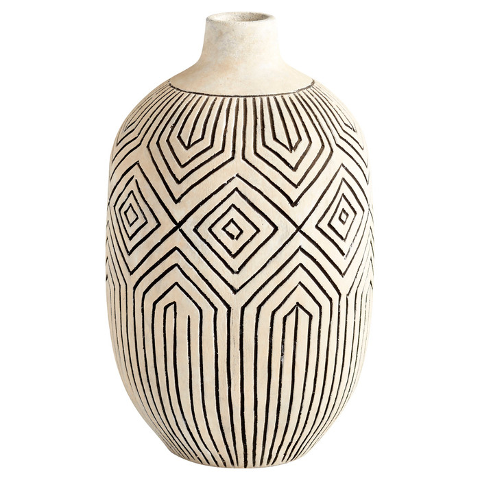 Small Light Labyrinth Vase in White by Cyan Design